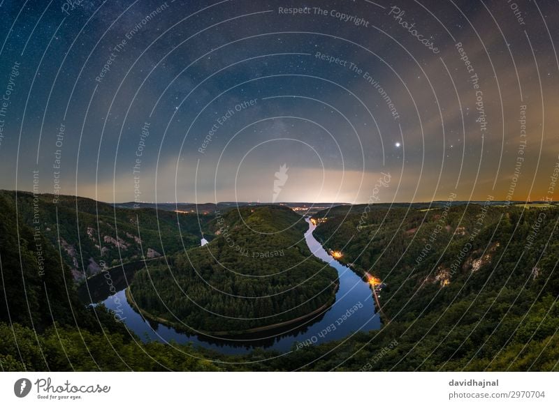 Saarschleife Ferien & Urlaub & Reisen Tourismus Ausflug Abenteuer Sightseeing Astronomie Umwelt Natur Landschaft Luft Wasser Himmel Wolken Nachthimmel Stern