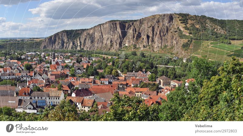 Ebernburg mit Rotenfels Landschaft Himmel Wolken Sommer Hügel Felsen blau braun mehrfarbig grau grün orange rot schwarz weiß bad kreuznach bad münster