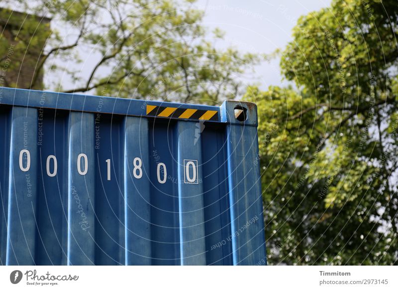 0001800 Himmel Park Großbritannien Metall Ziffern & Zahlen blau grün weiß Gefühle Container technisch unpersönlich Gegenteil Yorkshire Farbfoto Außenaufnahme