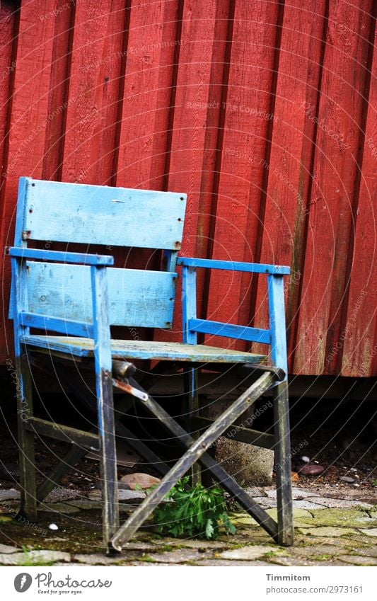 Irgendwie geht`s weiter... Ferien & Urlaub & Reisen Dänemark Fischerhütte Fassade Holz warten einfach trashig blau rot schwarz Gelassenheit geduldig