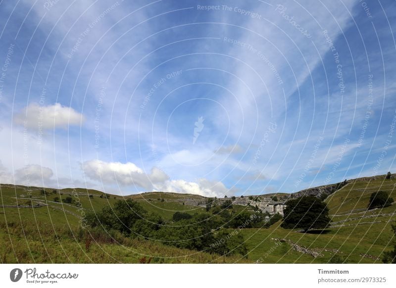 Malham Cove Ferien & Urlaub & Reisen Umwelt Natur Landschaft Himmel Schönes Wetter Großbritannien Yorkshire Erholung wandern natürlich blau grün Gefühle