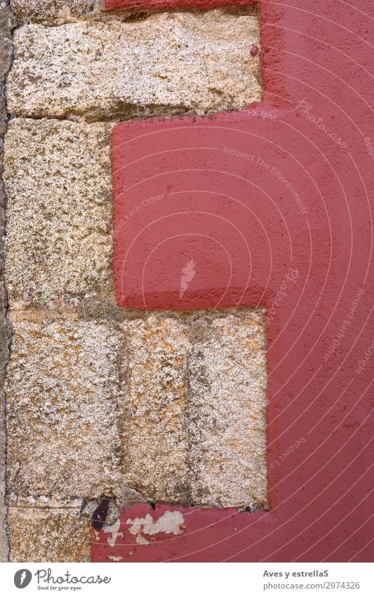 Rote Wand mit Steinmauern Mauer Backstein Konsistenz alt Architektur Gebäude rot Muster Zement Oberfläche Strukturen & Formen Block Konstruktion Beton weiß