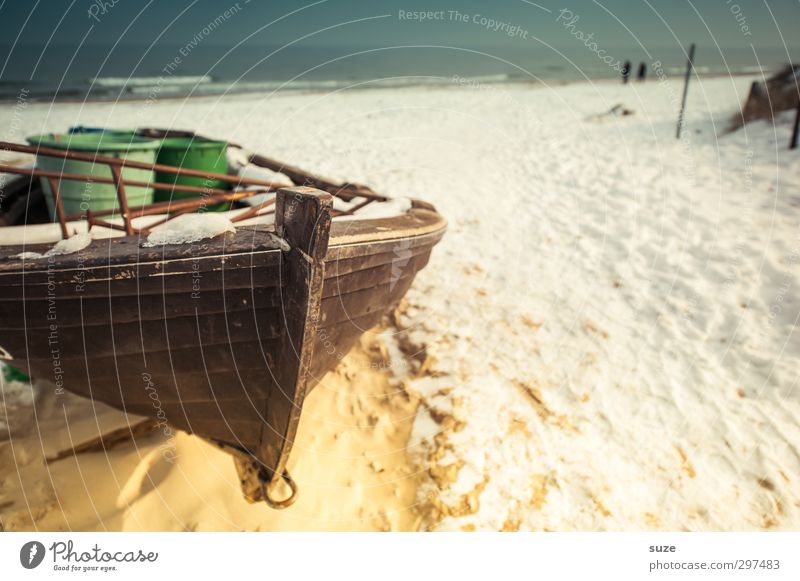 Schatzsuche Erholung ruhig Ferien & Urlaub & Reisen Freiheit Strand Meer Winter Schnee Umwelt Urelemente Sand Wasser Himmel Horizont Küste Ostsee Hafen