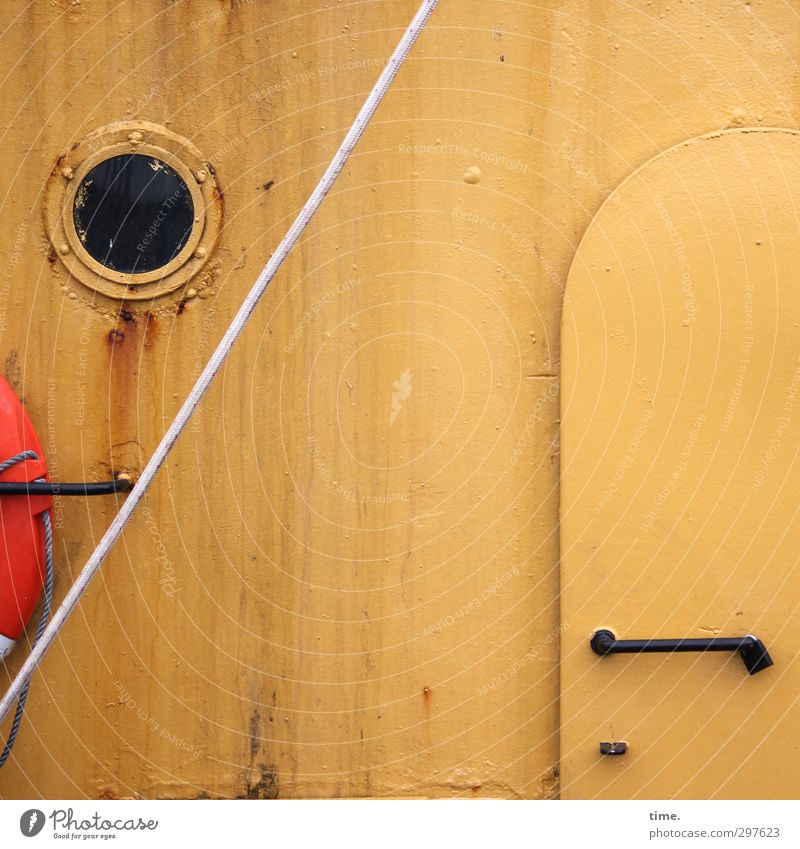 Rømø | Lieferanteneingang Arbeitsplatz Mauer Wand Fassade Fenster Tür Schifffahrt Binnenschifffahrt Fischerboot Bullauge Bordwand Seil Metall alt authentisch