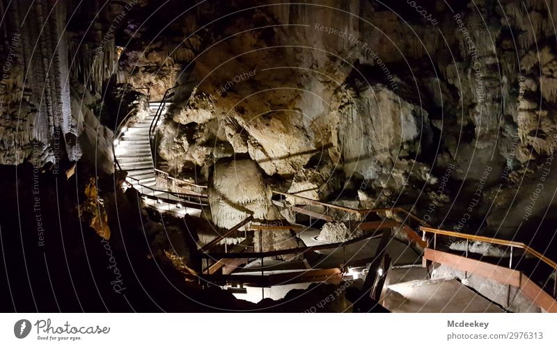 Cueva de Nerja Umwelt Natur Landschaft Sommer Schönes Wetter Felsen Höhle Hohlraum Andalusien Spanien Europa Treppe Sehenswürdigkeit außergewöhnlich frisch groß