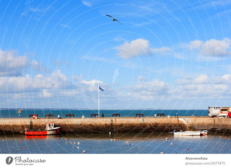 Fischereihafen Ferien & Urlaub & Reisen Sommer Meer Insel Haus Industrie Natur Landschaft Küste Dorf Stadt Hafen Gebäude Verkehr Wasserfahrzeug Jachthafen blau