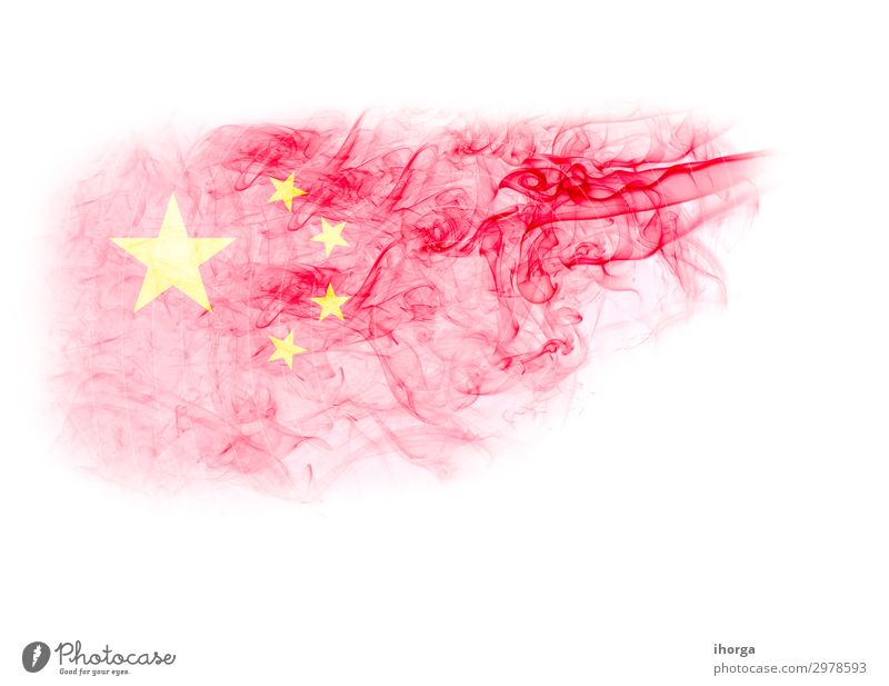 China-Flagge mit Rauchstruktur auf weißem Hintergrund Design Dekoration & Verzierung Kunst Kultur Wahrzeichen Fahne rot Farbe Transparente Peking Entwurf Ikon