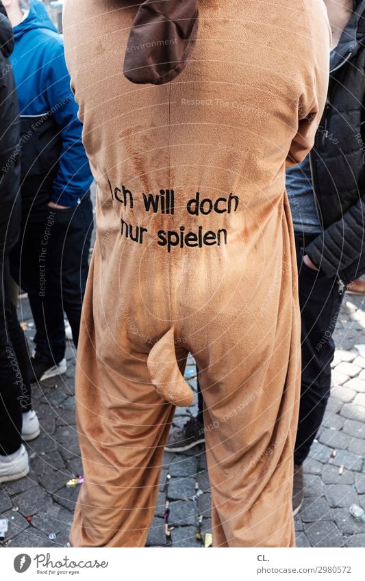 schwanzgesteuert Spielen Karneval Mensch maskulin Mann Erwachsene 1 Tier Karnevalskostüm Kostüm Schriftzeichen trashig Tierliebe Begierde Lust Sex Wollust