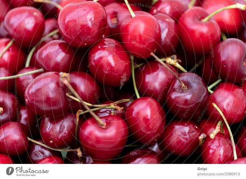 Hintergrund Süßkirschen Frucht Dessert Sommer Garten Industrie Natur Frühling Blatt glänzend frisch reich saftig sauer rot Farbe Kirsche Lebensmittel