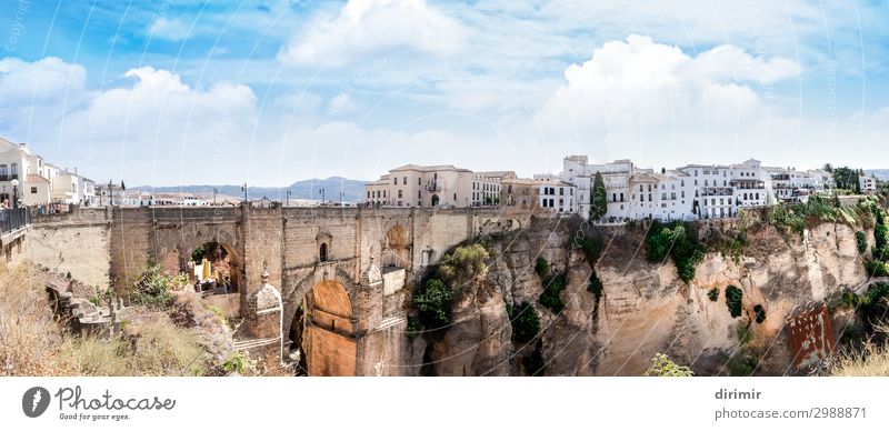 Ronda neue Brücke - Puente Nuevo Ferien & Urlaub & Reisen Tourismus Sommer Haus Architektur Kultur Natur Landschaft Schlucht Dorf Stadt Gebäude Stein alt