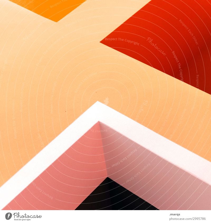 Minimal Ecke Grafik u. Illustration Hintergrundbild Farbe abstrakt Geometrie anders außergewöhnlich rot gelb rosa weiß schwarz minimalistisch Stil Design