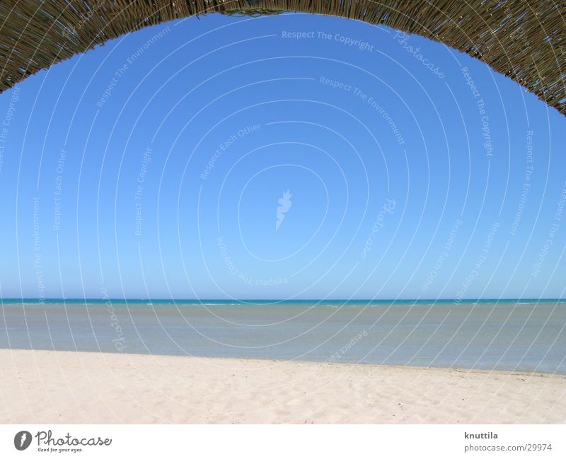 On the beach Ägypten Strand Meer Horizont Strandkorb Sand