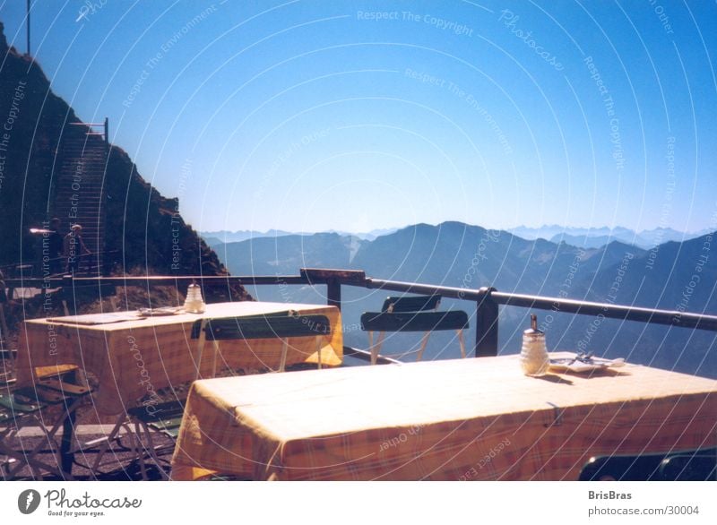 Schöne Aussicht Pause Tisch wandern Bayern Europa Berge u. Gebirge Alpen Landschaft Himmel Ausflug Wendelstein Zuckerstreuer