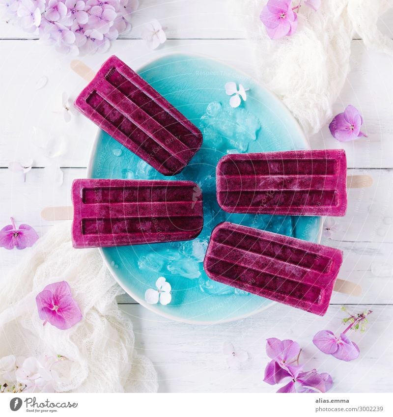 Brombeer Ombre Eis am Stiel Brombeer Ombre Eis am Stiel eis am stiel Speiseeis Brombeeren ombre holzstiel kalt gefroren Sommer Erfrischung violett rosa Joghurt