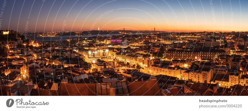 Panorama von Lissabon, Portugal, nach Sonnenuntergang Ferien & Urlaub & Reisen Tourismus Ausflug Sightseeing Städtereise Sommerurlaub Stadt Hauptstadt