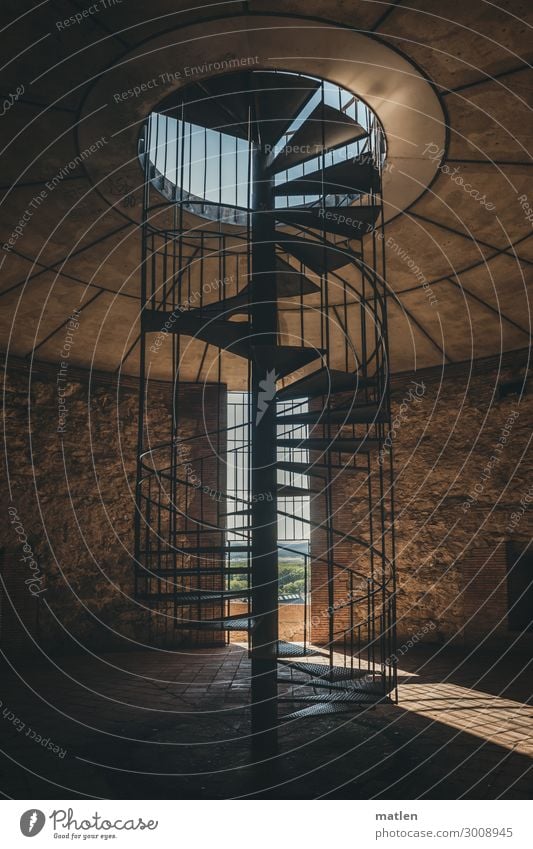 Wendeltreppe Architektur Altstadt Menschenleer Bauwerk Mauer Wand Treppe alt dunkel modern blau braun Turm Stadtmauer Farbfoto Gedeckte Farben Außenaufnahme