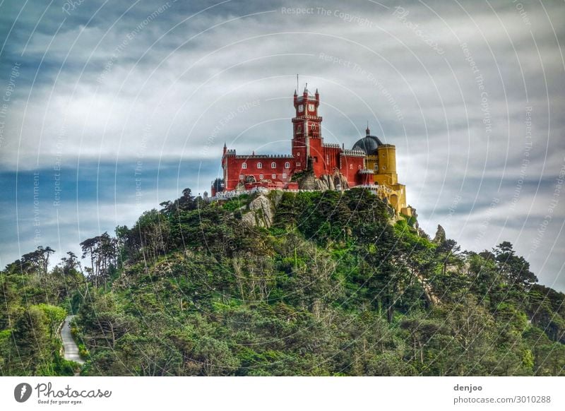 Märchenschloss Ferien & Urlaub & Reisen Ausflug wandern Architektur Landschaft Wald Hügel Burg oder Schloss Farbfoto Außenaufnahme