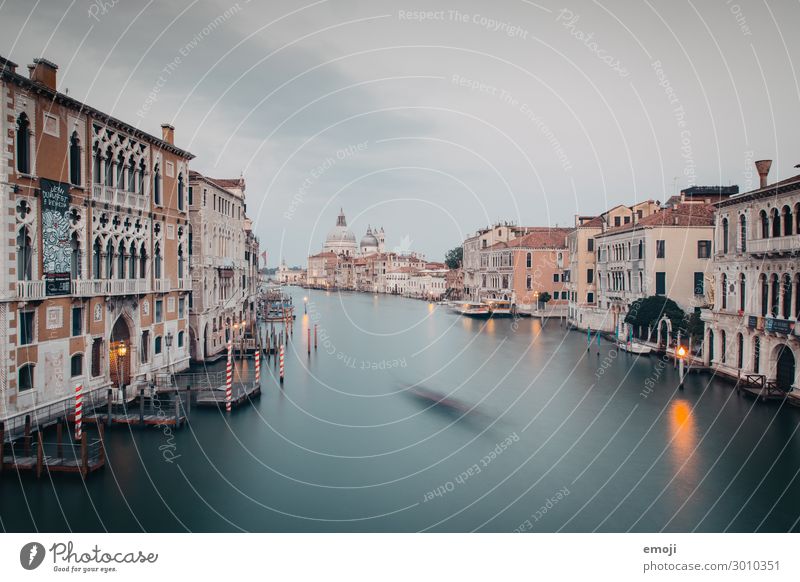 Venedig Canal Grande in der Dämmerung Flussufer Stadt Stadtzentrum Haus Sehenswürdigkeit außergewöhnlich Tourismus Farbfoto Außenaufnahme Menschenleer