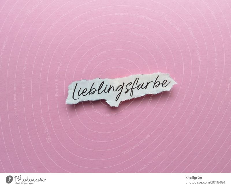 Lieblingsfarbe Schriftzeichen Schilder & Markierungen Kommunizieren rosa schwarz weiß Gefühle Freude Farbe Farbton Mädchenfarbe Farbfoto Studioaufnahme