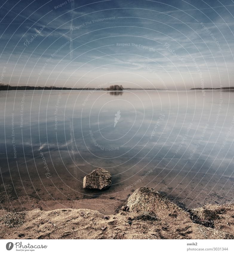 Das Weite suchen Sand Wasser Himmel Wolken Horizont Herbst Schönes Wetter Seeufer groß Unendlichkeit Gelassenheit ruhig Sehnsucht Fernweh Idylle Ferne Insel