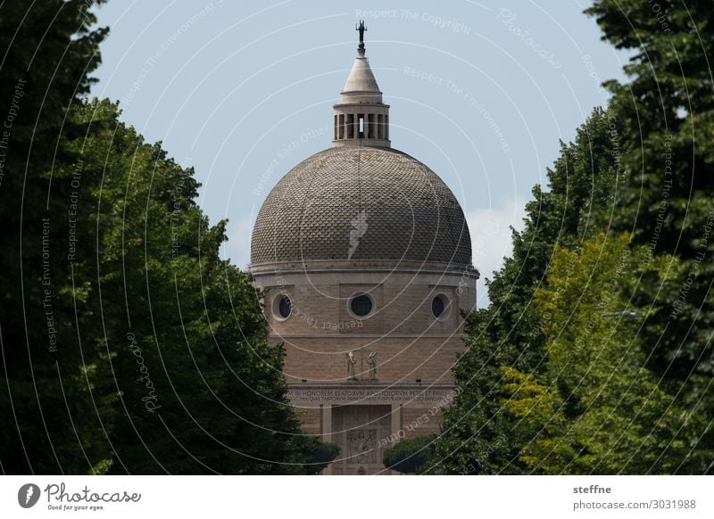 Chiesa 3 Kirche Religion & Glaube Italien Rom Weltausstellung Moderne Architektur Kuppeldach Christentum Katholizismus Allee Baum harmonisch Basilika