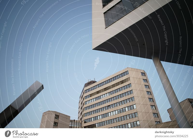 Moderne Architektur Fotografie Weidenau Siegen Deutschland Europa Stadt Menschenleer Rathaus Bauwerk Gebäude Finanzamt Bankgebäude Mauer Wand Fassade ästhetisch