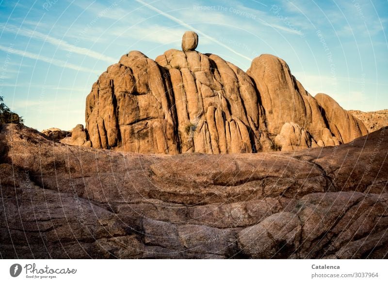 Felsformation wandern Umwelt Natur Landschaft Schönes Wetter Hügel Felsen See "Watson Lake Prescott" Arizona alt fest natürlich blau braun rosa Ausdauer