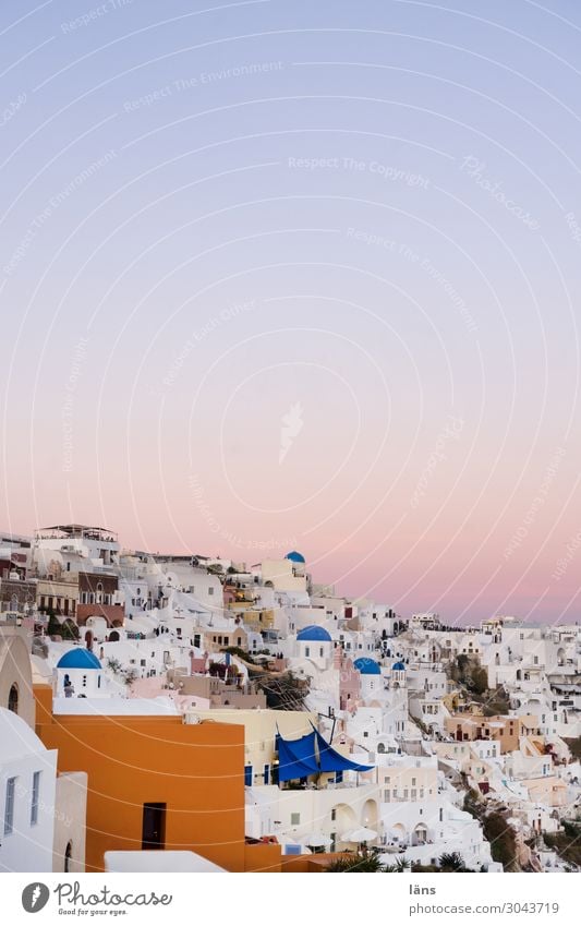 Santorin Ferien & Urlaub & Reisen Tourismus Ausflug Städtereise Häusliches Leben Haus Traumhaus Himmel Wolkenloser Himmel Schönes Wetter Insel Oia Griechenland