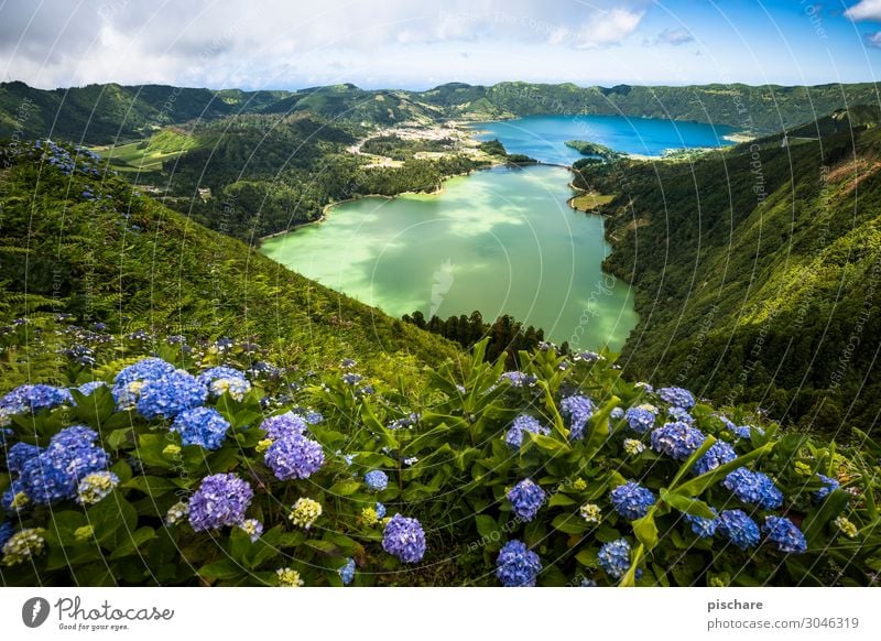 Lagoa Verde & Lagoa Azul Ferien & Urlaub & Reisen Tourismus Sightseeing Sommerurlaub Insel wandern Landschaft Schönes Wetter Vulkan See exotisch natürlich schön