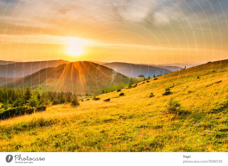 Sonnenuntergang in den Bergen schön Ferien & Urlaub & Reisen Tourismus Abenteuer Ferne Freiheit Sommer Sommerurlaub Berge u. Gebirge wandern Umwelt Natur