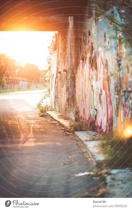 Graffiti Kunst Künstler Ausstellung Kunstwerk Gemälde Coolness trendy dreckig Tunnelblick Tunneleinfahrt Tunnelbeleuchtung leuchten Wege & Pfade Straße Berlin