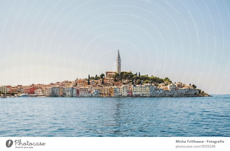 Hafenstadt Rovinj, Kroatien Ferien & Urlaub & Reisen Tourismus Sightseeing Sommer Wasser Himmel Küste Meer Europa Stadt Altstadt Skyline Haus Kirche Turm