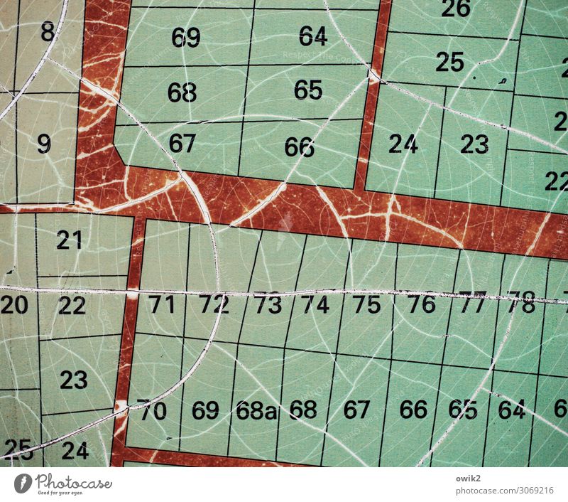 Parzellen Wien Plan Kleingartenkolonie Schrebergarten Ziffern & Zahlen alt Genauigkeit planen Präzision Verfall Vergänglichkeit Wege & Pfade Nachbar Überblick