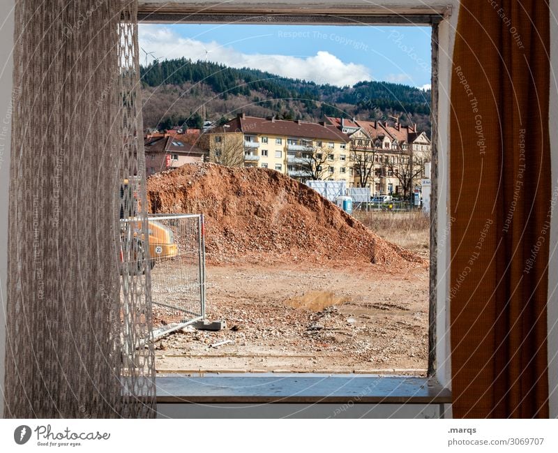 Wandel Baustelle Freiburg im Breisgau Stadt Haus Fenster Vorhang Wandel & Veränderung Häusliches Leben Wohnungssuche Farbfoto Innenaufnahme Menschenleer