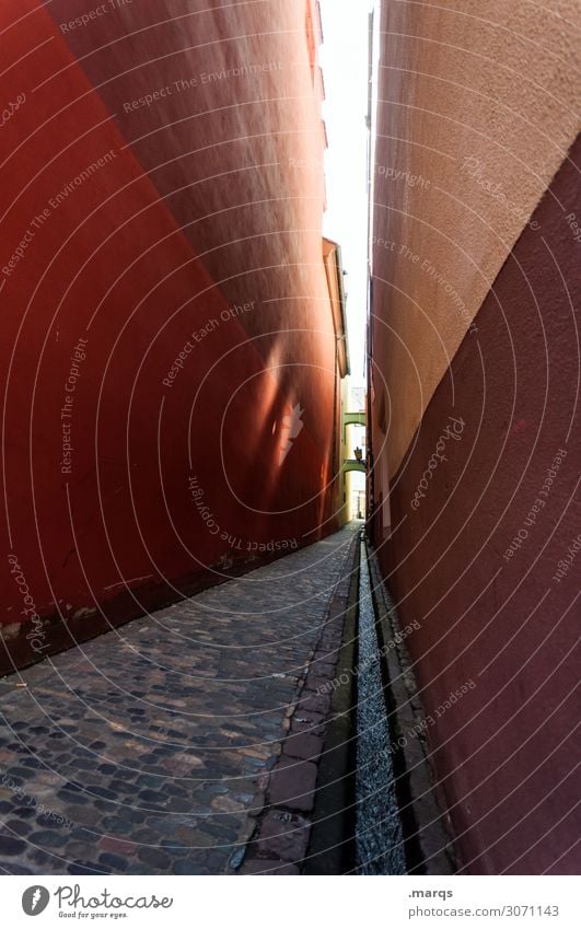 Gassi gehen Ausflug Freiburg im Breisgau Pflastersteine Gebäude Mauer Wand rot Ziel schmal eng Wege & Pfade Gasse Fluchtpunkt Farbfoto Außenaufnahme