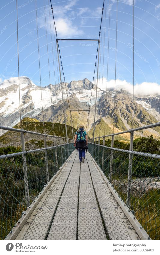 Hooker Valley Track Ferien & Urlaub & Reisen Tourismus Ausflug Abenteuer Ferne Freiheit Expedition Camping Schnee Berge u. Gebirge wandern Frau Erwachsene 1