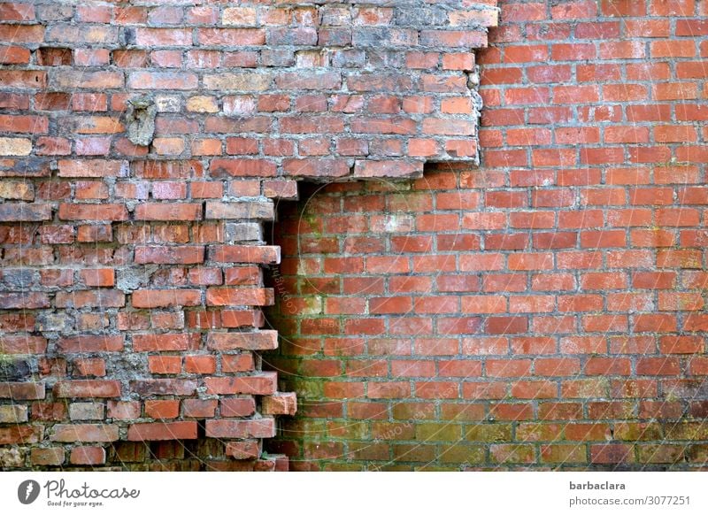 Nicht einstürzende Altbauten Industrieanlage Fabrik Gebäude Mauer Wand Fassade Stein Backstein Linie alt rot Schutz Verfall Vergänglichkeit Zusammenhalt