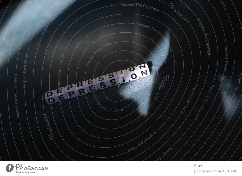 Das Wort Depression mit Buchstabenwürfeln geschrieben Isolation isoliert dunkel kalt schwarz Traurigkeit Sorge Trauer Einsamkeit Verzweiflung Gefühle Misserfolg