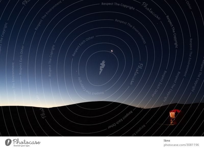 Es wird Tag in der Wüste Ferien & Urlaub & Reisen Tourismus Ausflug Ferne Umwelt Himmel Stern Horizont Mond Sahara Beginn einzigartig Erfahrung Erwartung