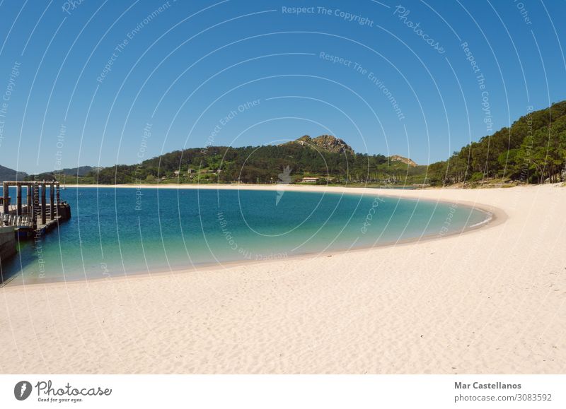 Strandlandschaft, Strand von Rodas, Cies Islands. Erholung Meditation Ferien & Urlaub & Reisen Tourismus Sommer Sommerurlaub Sonne Sonnenbad Meer Insel Tapete