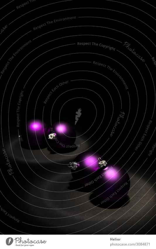 Lila Weihnachtskugeln auf schwarzem Hintergrund Winter Weihnachten & Advent Glas Kugel schön violett Religion & Glaube Tradition arrangiert Hintergrundbild