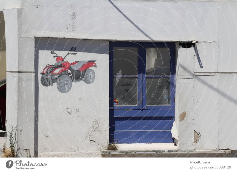 Quadt fahren Lifestyle Stil Freude Ferien & Urlaub & Reisen Tourismus Ausflug Safari Motorsport Bauwerk Gebäude Architektur Mauer Wand Kleinmotorrad schön weiß