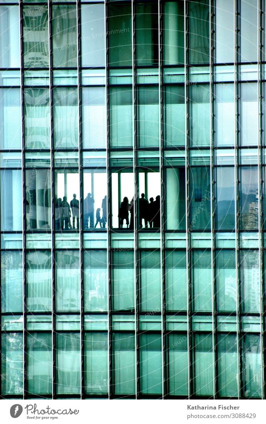 Fassade FFM am Main Stadt Stadtzentrum Haus Hochhaus Bankgebäude Bauwerk Gebäude Architektur außergewöhnlich Coolness glänzend grün schwarz türkis weiß