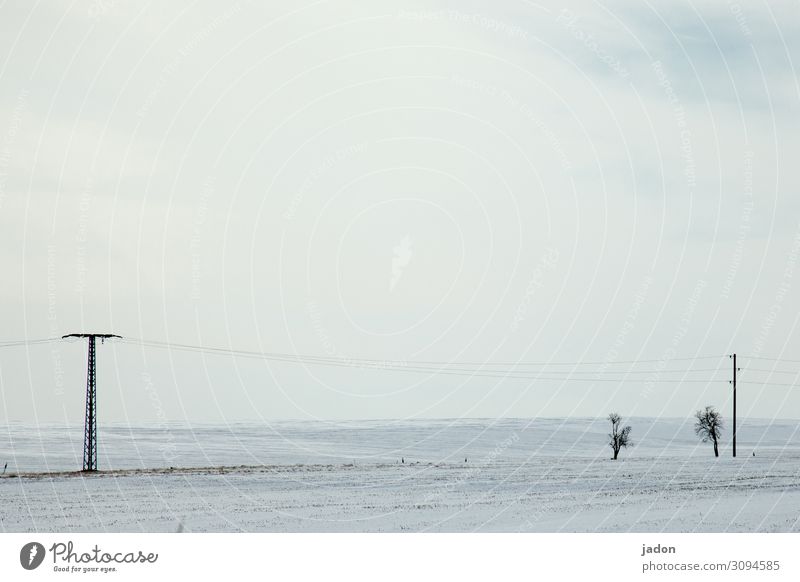 minimalistischer winter. Energiewirtschaft Telekommunikation Natur Landschaft Himmel Sonnenlicht Winter Eis Frost Schnee Feld Verkehrswege Wege & Pfade