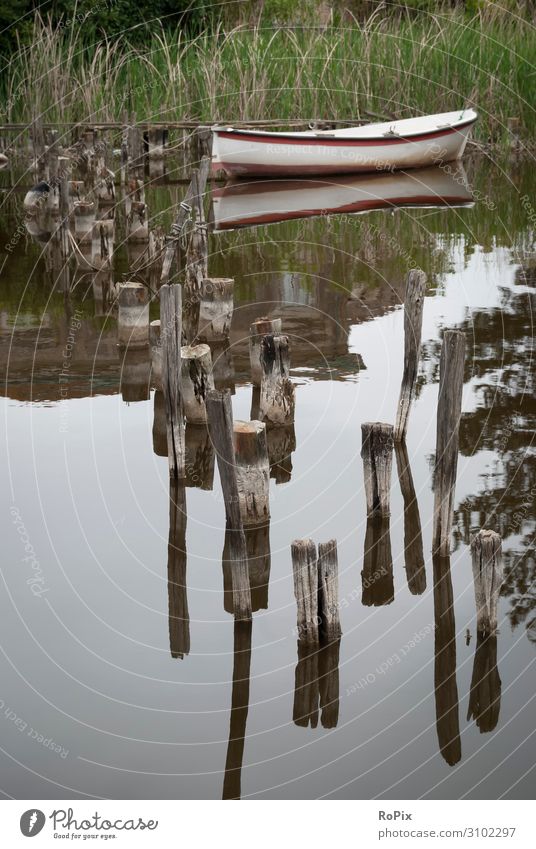 einsames Ruderboot Steg Pier Bootsanleger See Toskana tuskany Wasser Himmel Wolken Wetter weather Licht Stimmung Stille Ruhe Tal Fluss river lake valley