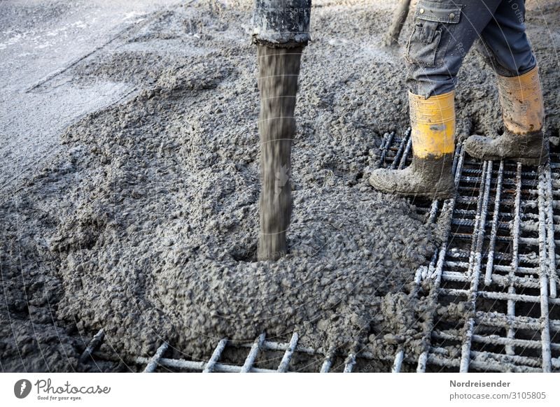 Betonieren auf einer Großbaustelle Arbeit & Erwerbstätigkeit Beruf Handwerker Arbeitsplatz Baustelle Wirtschaft Industrie Güterverkehr & Logistik Werkzeug