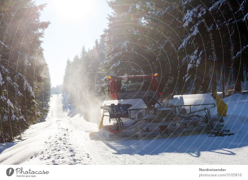 Pistenbulli im Thüringer Wald Ferien & Urlaub & Reisen Tourismus Winter Schnee Winterurlaub Arbeit & Erwerbstätigkeit Arbeitsplatz Dienstleistungsgewerbe