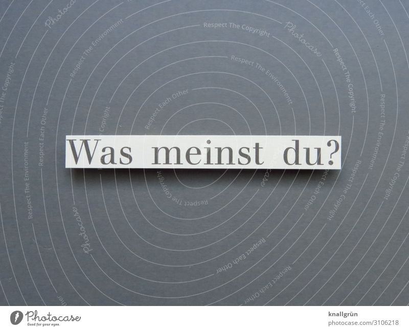 Was meinst du? Fragen Meinung Interesse Denken Neugier Wissen Gefühle Erwartung ratlos Ratschlag Denkanstoß Hilfe Hilfesuchend Buchstaben Wort Satz Letter Text