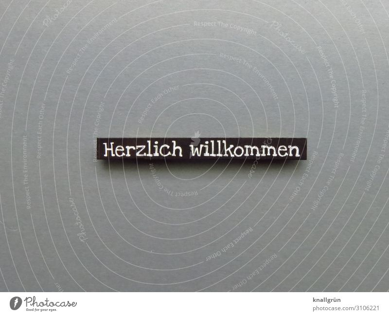 Herzlich willkommen Begrüßung Gastfreundschaft Willkommen Freundlichkeit freundlich Gruß Buchstaben Wort Satz Letter Typographie Lateinisches Alphabet Text