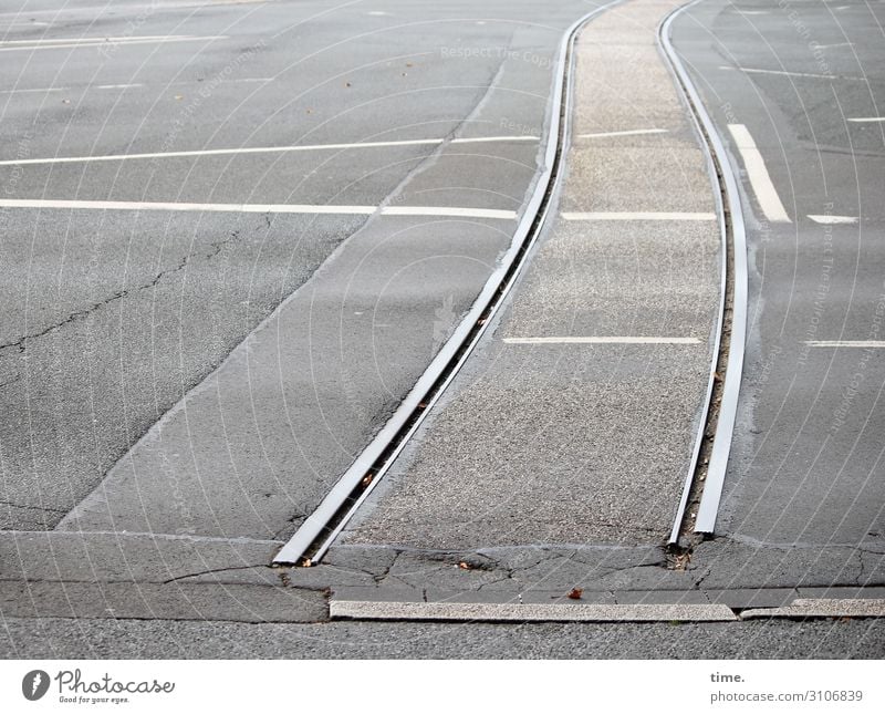 Endstation Verkehr Verkehrswege Autofahren Straße Wege & Pfade Verkehrszeichen Verkehrsschild Asphalt Teer Schienenverkehr Straßenbahn Gleise Eisen Stein Metall